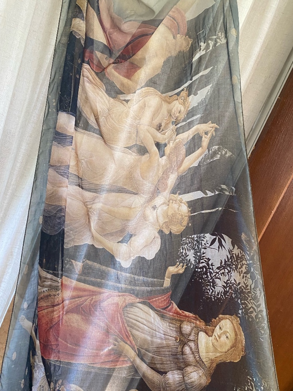 ⁠Botticelli Primavera Italian Chiffon Art Scarf Sheer Wrap 68x34⁠